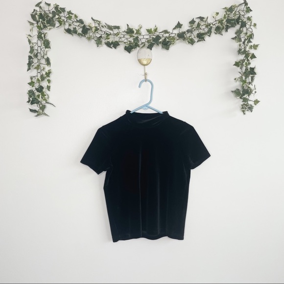 MADEWELL Velvet Mockneck Tee Black Size XXS - Picture 2 of 7